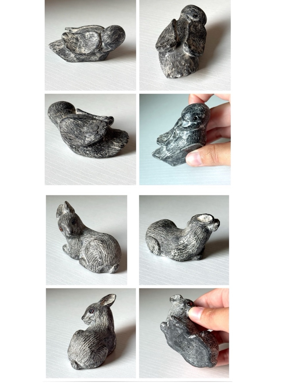 The Wolf Sculptures Original Soapstone Wildlife Figures Duck Rabbit Vintage